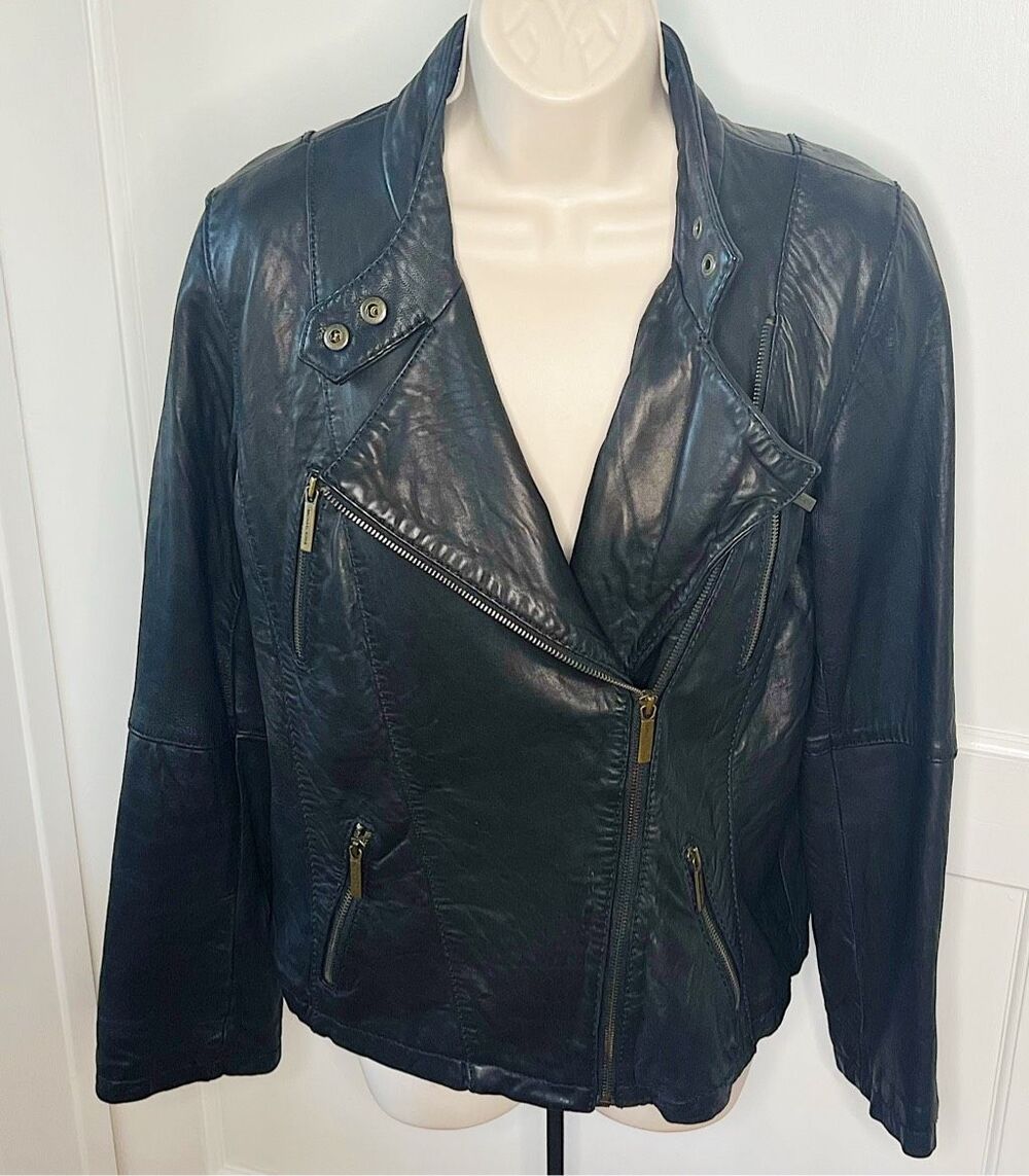Michael Kors Leather Asymmetrical Moto/Biker Jacket Size Large
